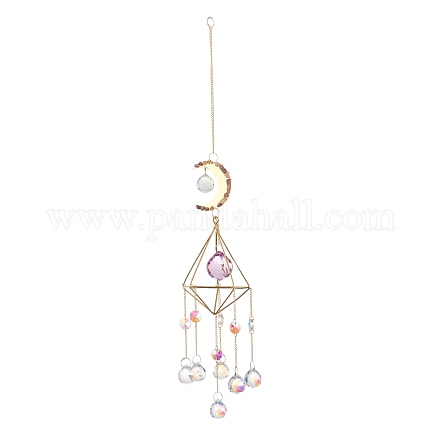 Luna ferro ab colore lampadario decori ornamenti prisma sospesi HJEW-P012-04G-1