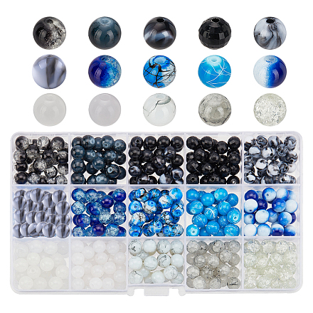 PandaHall Black Blue Glass Beads CCG-PH0001-02-1