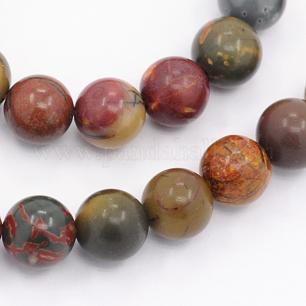 Perles rondes naturelles en pierre picasso / jaspe picasso G-D624-8mm-1