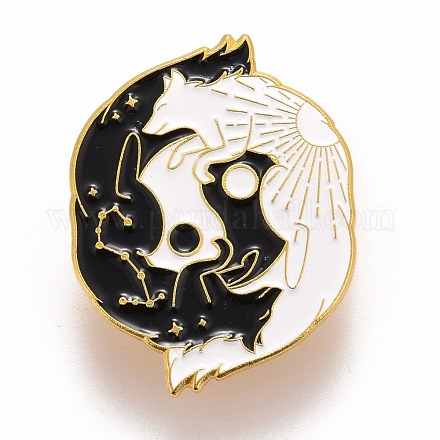 Double Wolf and Great Harmony Enamel Pin JEWB-M023-04-1