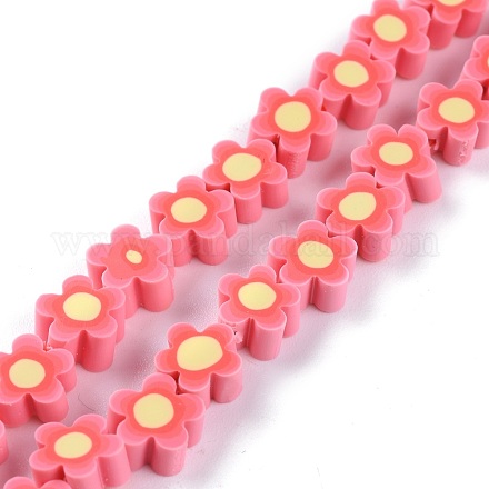 Brins de perles en pâte polymère imprimées à la main CLAY-M003-07K-1