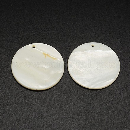 Plats ronds pendentifs coquille d'eau douce X-SHEL-M005-35-1