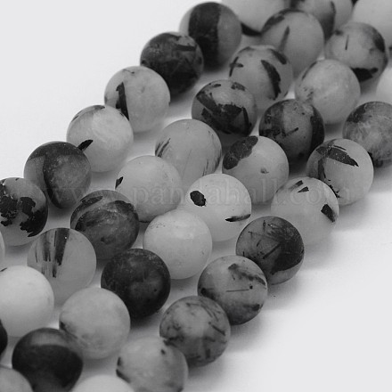 Naturale nero rutilato perle di quarzo fili G-F570-02-8mm-1