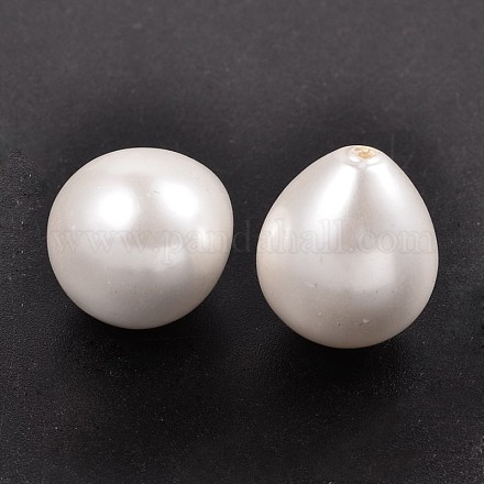 Cuentas de perlas de concha medio perforada en forma de lágrima BSHE-N003-8x12-HC301-1