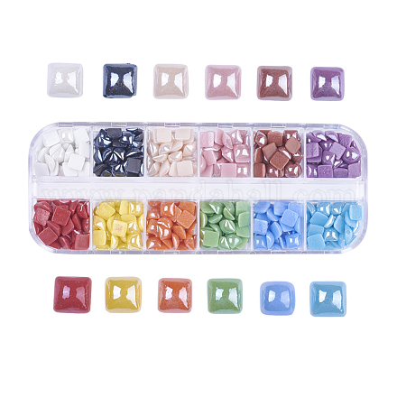 12 colores cabuchones de porcelana hechos a mano chapados perlados PORC-JP0001-15-6mm-1