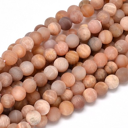 Frosted Round Natural Sunstone Bead Strands G-L357-10mm-06-1