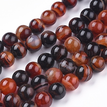 Chapelets de perles en agate à rayures naturelles/agates à bandes G-I261-C05-8mm-1