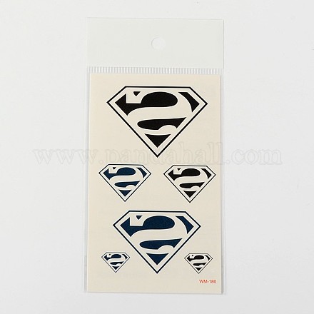 スーパーマンのダイヤモンドのシンボルは、ボディアート取り外し可能なフェイク一時的な入れ墨の紙のステッカーを整形する  ミックスカラー  10~35x12~46mm  1個/袋 X-AJEW-O010-06-1