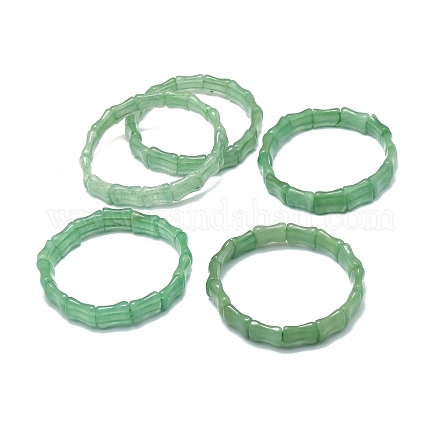 Прямоугольный эластичный браслет из бисера из натурального зеленого авантюрина BJEW-E379-05D-1