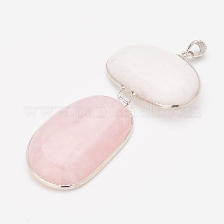 Pendentifs en jade blanc à quartz rose et blanc naturel G-F408-01P-1