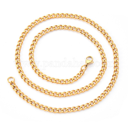 Men's Vacuum Plating 201 Stainless Steel Cuban Chain Necklace NJEW-R257-001C-G-1