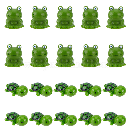 NBEADS 20 Pcs Resin Mini Frogs & Tortoise Miniature Figurines DJEW-NB0001-05-1