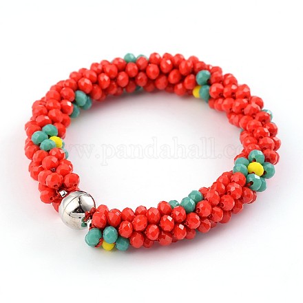 Verre à facettes bracelets de perles Abacus BJEW-J170-A03-1