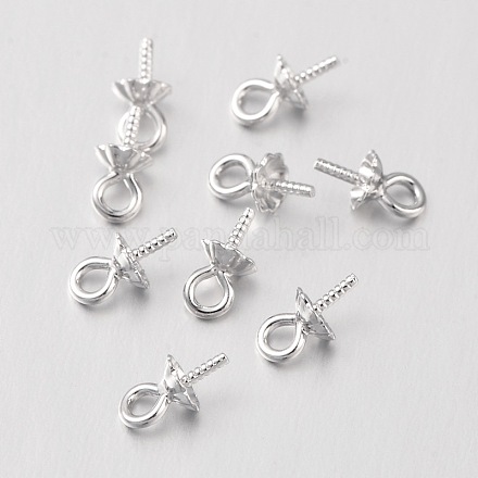 20pcs 925 Sterling Silver 5mm Eye Screwed Pins for Half Drilled Pearl Cup Bail for Charm Pendant STER-I005-33P-1