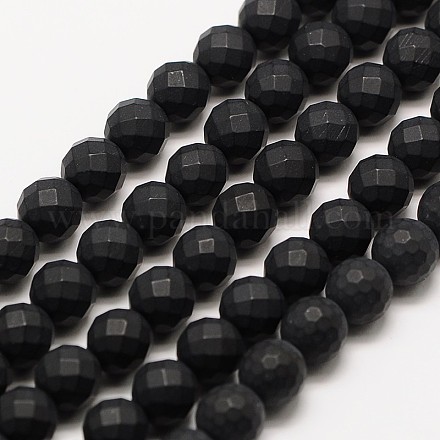 Chapelets de perles en agate noire mate naturelle G-A131-8mm-02-1