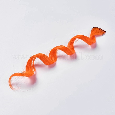 ファッション女性のヘアアクセサリー  鉄のスナップヘアクリップ  化学繊維カラフルなかつらを使って  ダークオレンジ  50x3.25cm PHAR-TAC0001-017-1