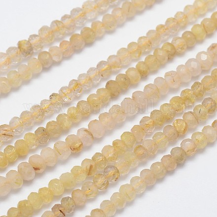 Or naturelle quartz rutile chapelets de perles G-I156-02-1