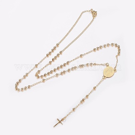Collares de cuentas de rosario de 304 acero inoxidable NJEW-I205-14G-1