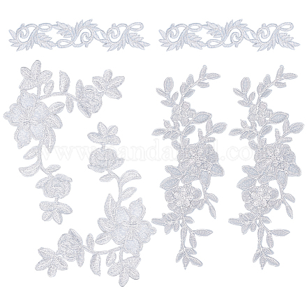 Nbeads 3 Style Flower Polyester Computerized Embroidery Sew on Patches PATC-NB0001-06-1