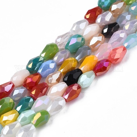 Galvanisieren undurchsichtige feste Farbe Glasperlen Stränge EGLA-N006-026-1