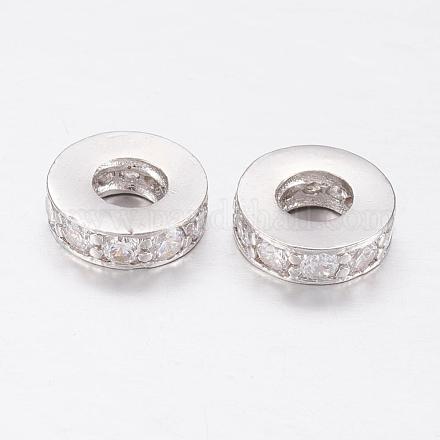 Perles européennes en laiton avec zircone cubique de micro pave ZIRC-P066-45P-1
