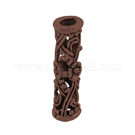 Tibetan Style Alloy Hollow Carved Flower Tube Beads TIBEB-626-R-FF-1