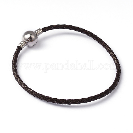 Braided Leather Cord European Style Bracelet Makings STAS-L178-SL0201Z-20-1