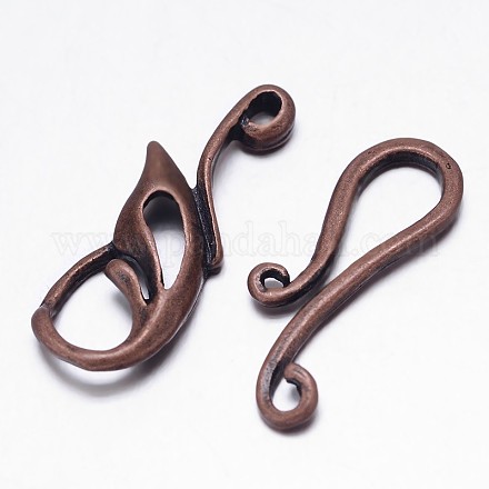 Brushed Red Copper Brass Hook Clasps KK-E739-30R-NF-1