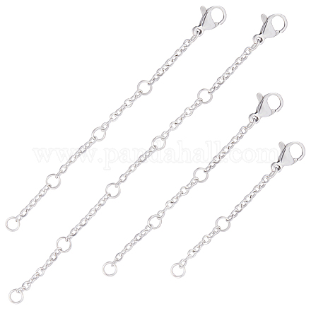 CREATCABIN 32Pcs 4 Style 304 Stainless Steel Cable Chain Extender STAS-CN0001-60-1