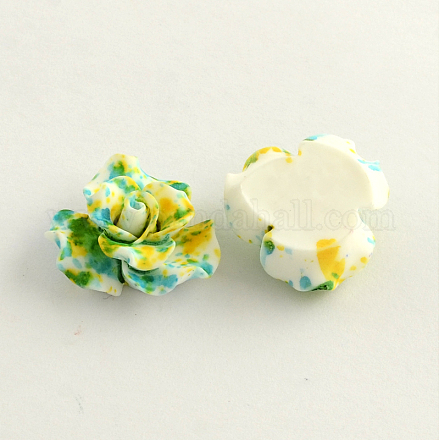 Flower Spray Painted Resin Cabochons CRES-R154-08-1