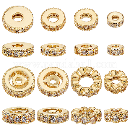 Pandahall Elite 16 pièces 8 styles en laiton micro pavé de perles de zircone cubique KK-PH0005-97-1