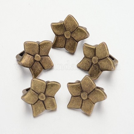 Antique Bronze Tibetan Style Flower Slide Charms X-TIBE-A124574-AB-FF-1