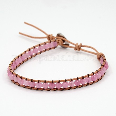 Fashionable Natural Gemstone Cord Beaded Bracelets BJEW-N211-07-1