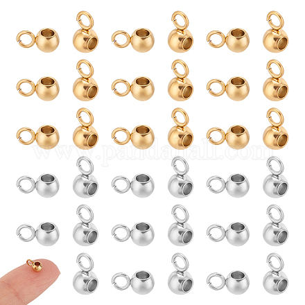 UNICRAFTALE 60pcs 2 Colors 4mm in Diameter 304 Stainless Steel Tube Bails Rondelle Bail Beads Hanger Links Metal Loop Bails Connector Charms Beads Bar Loose Spacer Bead for Bracelet Jewelry Making STAS-UN0042-32-1