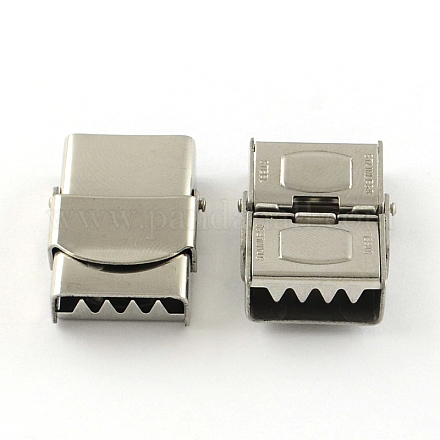 Smooth Surface 201 Stainless Steel Watch Band Clasps STAS-R063-80-1