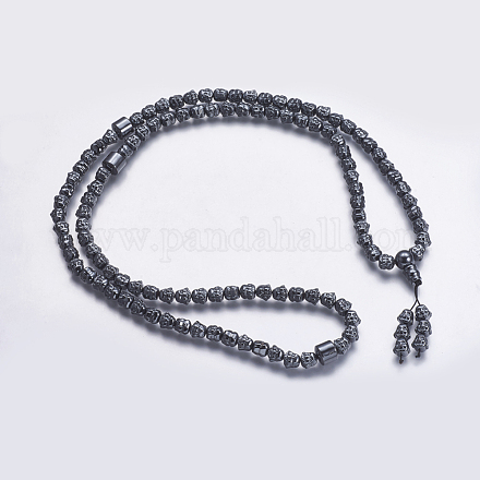 Colliers de perles de mala en hématite synthétique non magnétique NJEW-K096-04-1