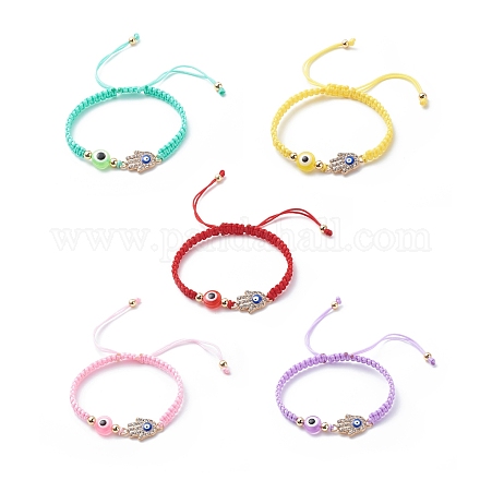 Bracelets de perles tressés en fil de nylon réglable BJEW-JB08741-02-1