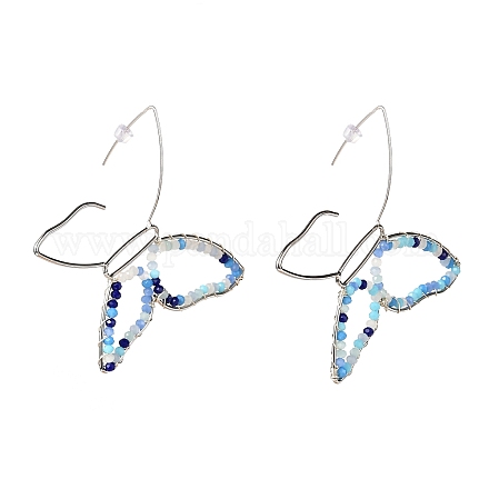 Schmetterlings-Glasperlen-Ohrringe für Mädchenfrauen EJEW-JE04658-01-1