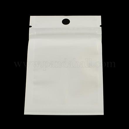 パールフィルムプラスチックジップロックバッグ  再封可能な包装袋  ハングホール付き  トップシール  セルフシールバッグ  長方形  ホワイト  32x22cm  インナー対策：27x21のCM OPP-R002-02-1