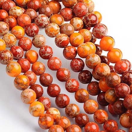 Dyed & Heated Natural Imperial Jasper Round Bead Strands G-M274-04-10mm-1