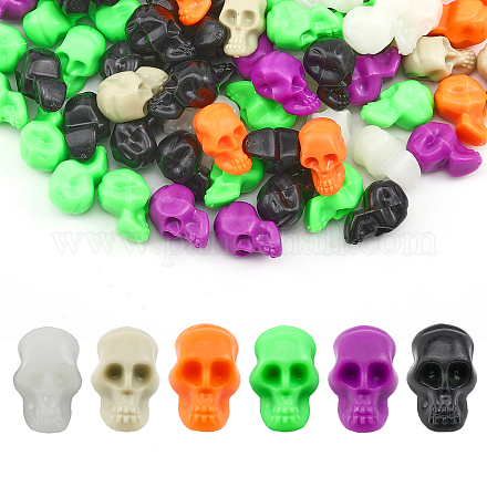 Chgcraft 120 pièces 6 couleurs crâne perles en plastique d'halloween pour les décorations de festival de fête KY-CA0001-46-1