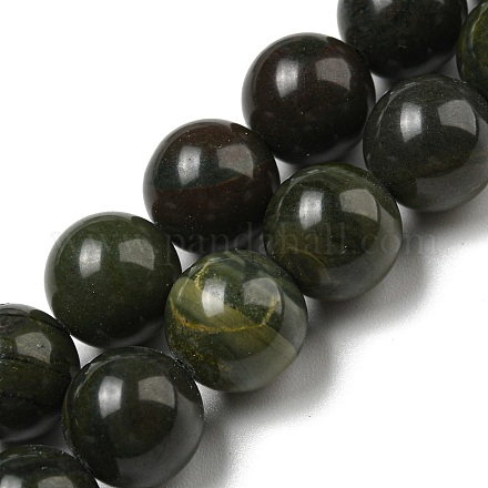 Brins de perles de jaspe automne vert africain naturel G-R494-A19-04-1