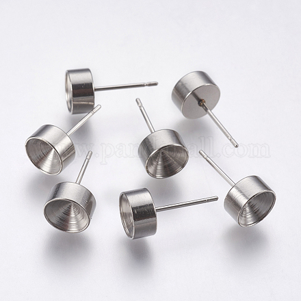 Accessoires de puces d'oreilles en 201 acier inoxydable STAS-P196-02-1