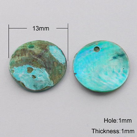 Spray Painted Mother of Pearl Pendants SHEL-Q020-13mm-03-1