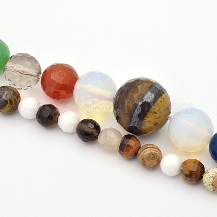 Faceted Round Natural & Synthetic Gemstone Graduated Beads Strands G-E302-045-1