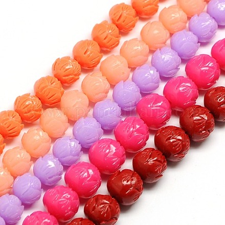 Lotus Flower Synthetic Coral Beads Strands CORA-L001-A-M-1