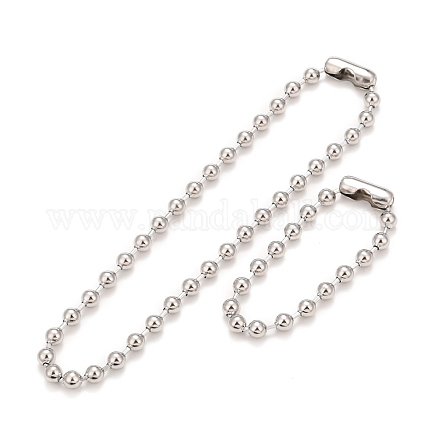 304 set di collana e bracciale con catena a sfera in acciaio inossidabile STAS-D181-02P-01A-1