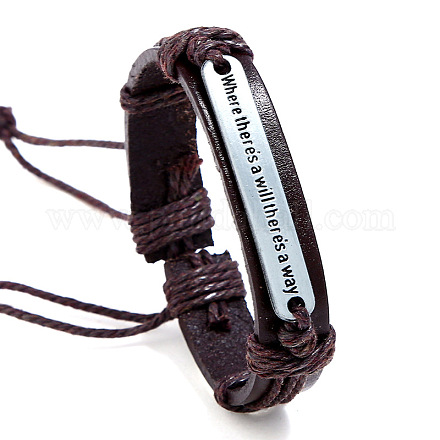 Bracelets réglables en cordon de peau de vache pour hommes BJEW-PW0001-03B-1
