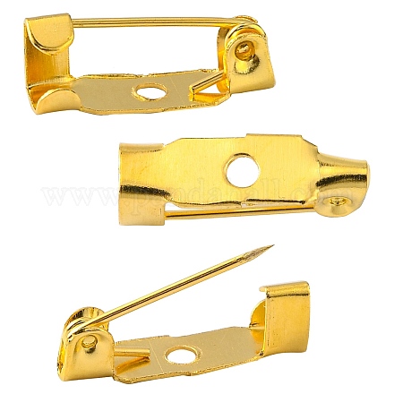 アイアン製ブローチパーツ  バックバーピン  1穴付き  ゴールドカラー  15x5x4.5mm  穴：1.8mm X-IFIN-S276-G-1