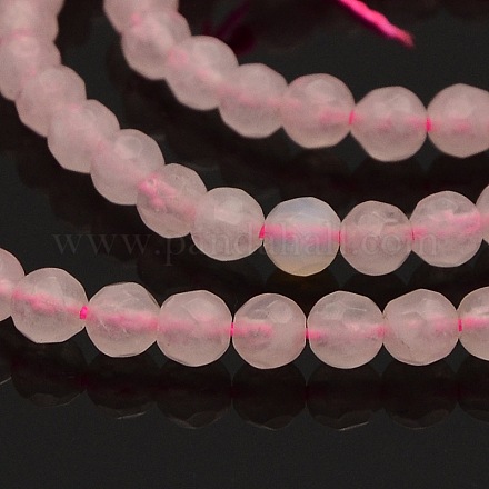 Faceted Natural Rose Quartz Round Beads Strands G-N0120-F08-4mm-1